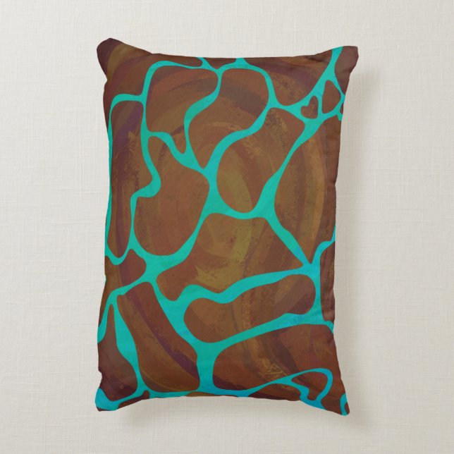 Giraffe Brown and Teal Siloette Decorative Cushion (Back(Vertical))