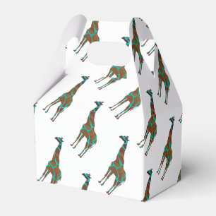 Giraffe Brown and Teal Siloette Favour Box