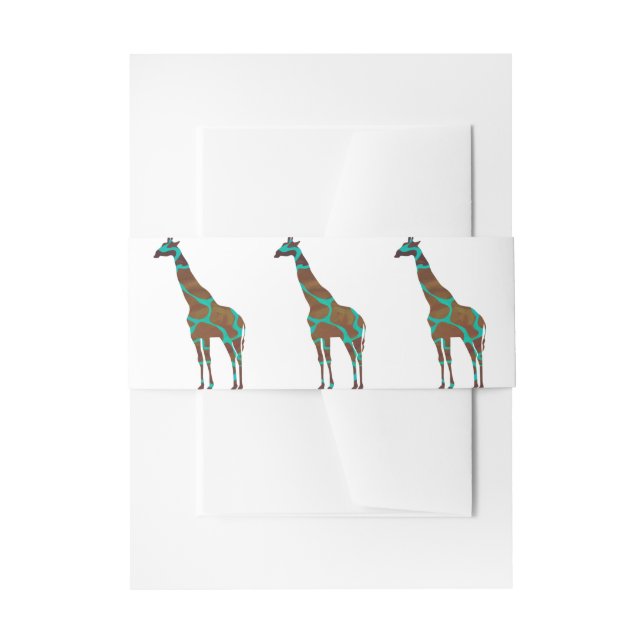 Giraffe Brown and Teal Siloette Invitation Belly Band (Front Example)