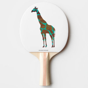 Giraffe Brown and Teal Siloette Ping Pong Paddle