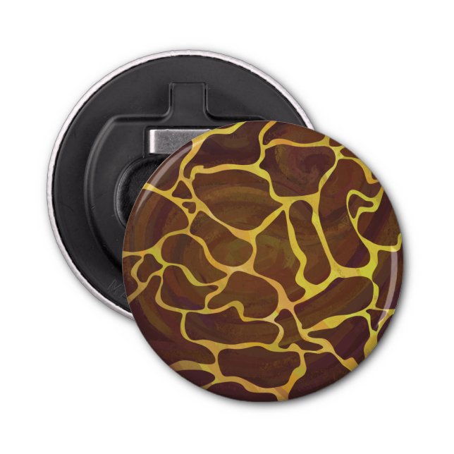 Giraffe Brown and Yellow Print Bottle Opener (Front)