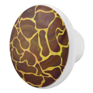 Giraffe Brown and Yellow Print Ceramic Knob