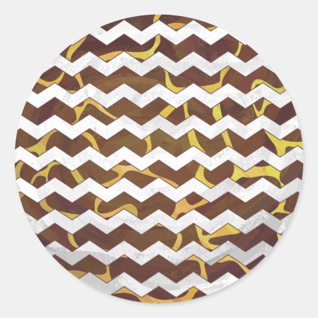 Giraffe Brown and Yellow Print Classic Round Sticker (Front)