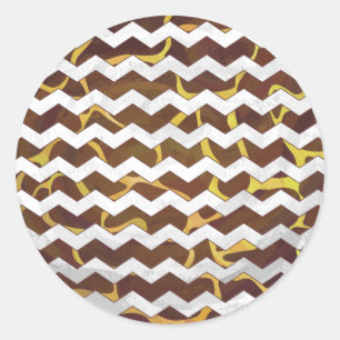 Giraffe Brown and Yellow Print Classic Round Sticker