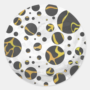 Giraffe Brown and Yellow Print Classic Round Sticker