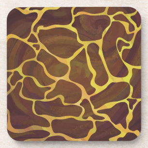 Giraffe Brown and Yellow Print Coaster