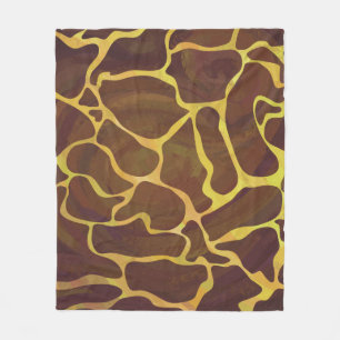 Giraffe Brown and Yellow Print Fleece Blanket