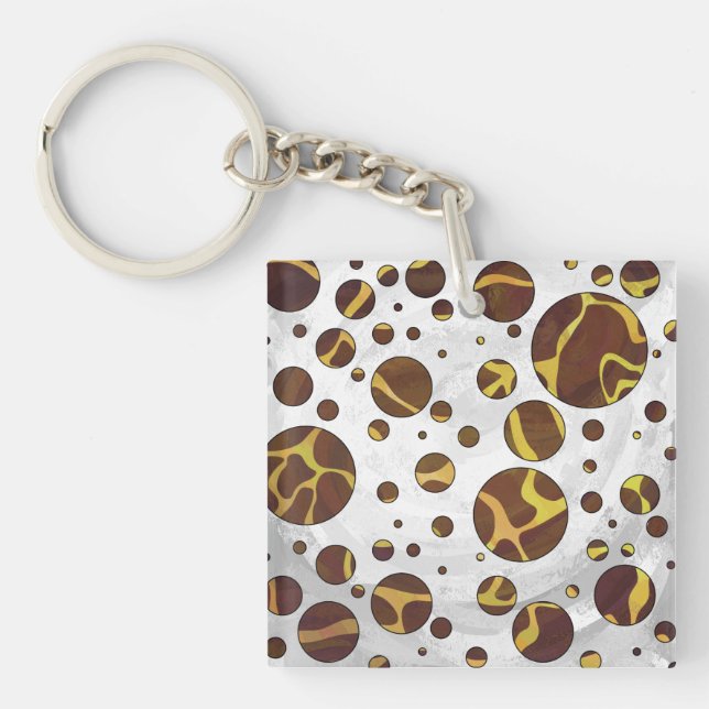 Giraffe Brown and Yellow Print Key Ring (Front)