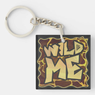 Giraffe Brown and Yellow Print Key Ring