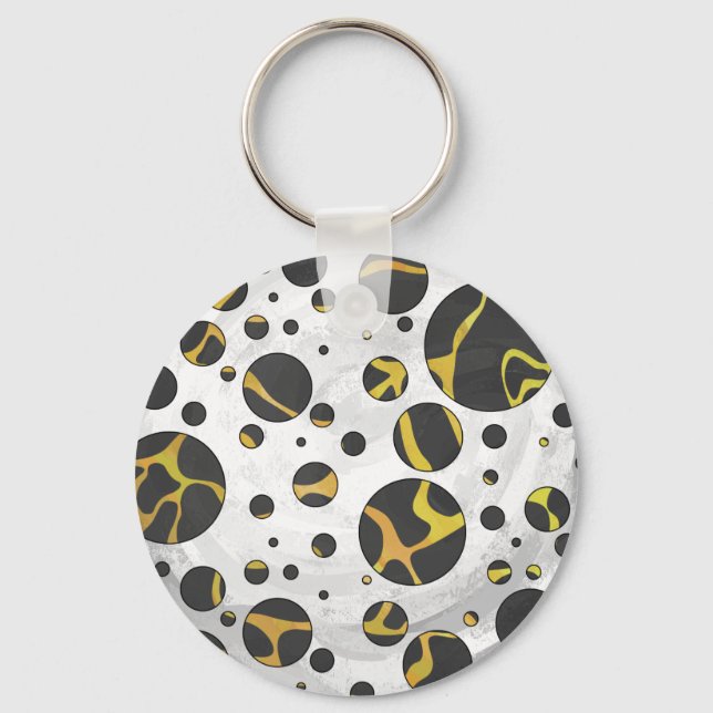 Giraffe Brown and Yellow Print Key Ring (Front)