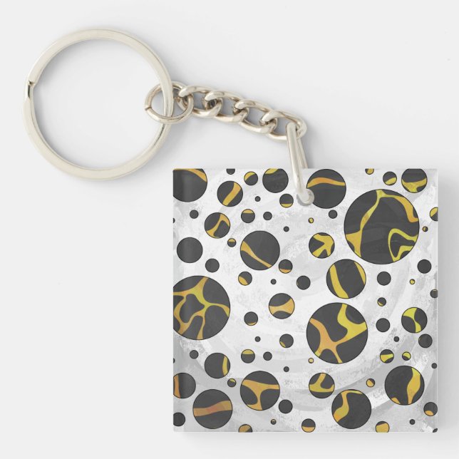 Giraffe Brown and Yellow Print Key Ring (Front)