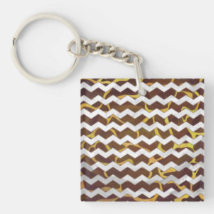 Giraffe Brown and Yellow Print Key Ring