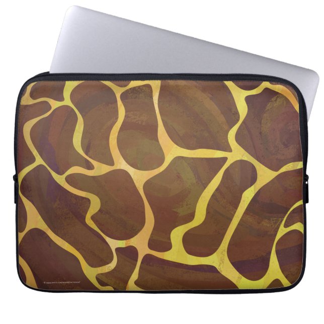Giraffe Brown and Yellow Print Laptop Sleeve (Front)