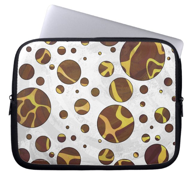 Giraffe Brown and Yellow Print Laptop Sleeve (Front)