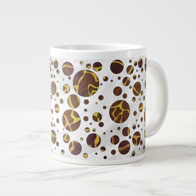 Giraffe Brown and Yellow Print Large Coffee Mug (Front Right)