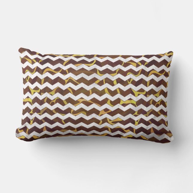 Giraffe Brown and Yellow Print Lumbar Cushion (Front)