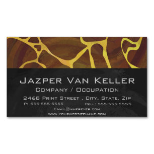 Giraffe Brown and Yellow Print Magnetic Business Card