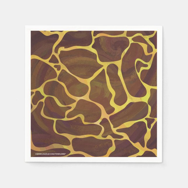 Giraffe Brown and Yellow Print Napkin (Front)