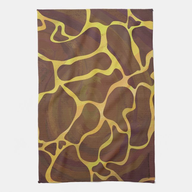 Giraffe Brown and Yellow Print Tea Towel (Vertical)