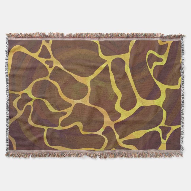 Giraffe Brown and Yellow Print Throw Blanket (Front)