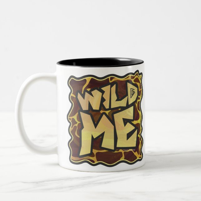 Giraffe Brown and Yellow Print Two-Tone Coffee Mug (Left)