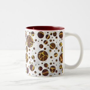 Giraffe Brown and Yellow Print Two-Tone Coffee Mug
