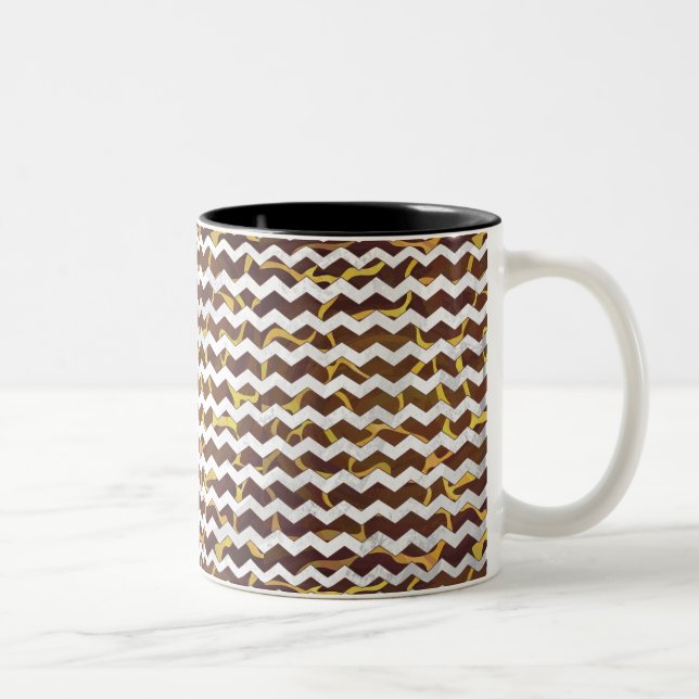 Giraffe Brown and Yellow Print Two-Tone Coffee Mug (Right)