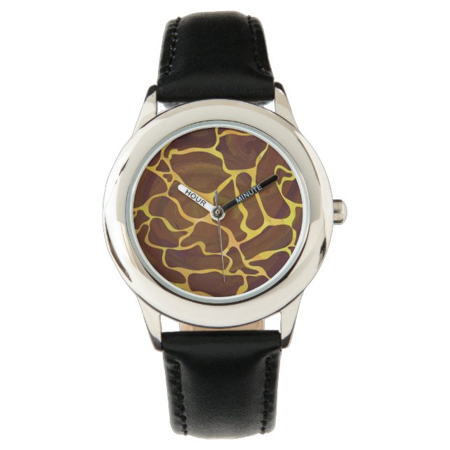 Giraffe Brown and Yellow Print Watch (Front)