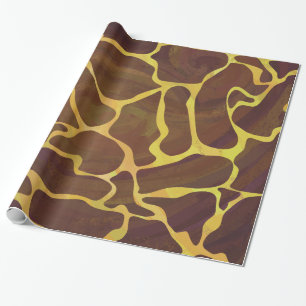 Giraffe Brown and Yellow Print Wrapping Paper