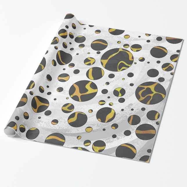 Giraffe Brown and Yellow Print Wrapping Paper (Unrolled)