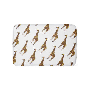 Giraffe Brown and Yellow Silhouette Bath Mat