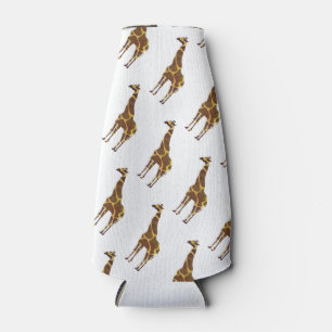 Giraffe Brown and Yellow Silhouette Bottle Cooler