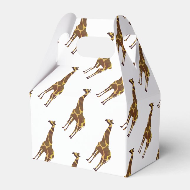 Giraffe Brown and Yellow Silhouette Favour Box (Front Side)