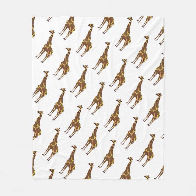 Giraffe Brown and Yellow Silhouette Fleece Blanket (Front)