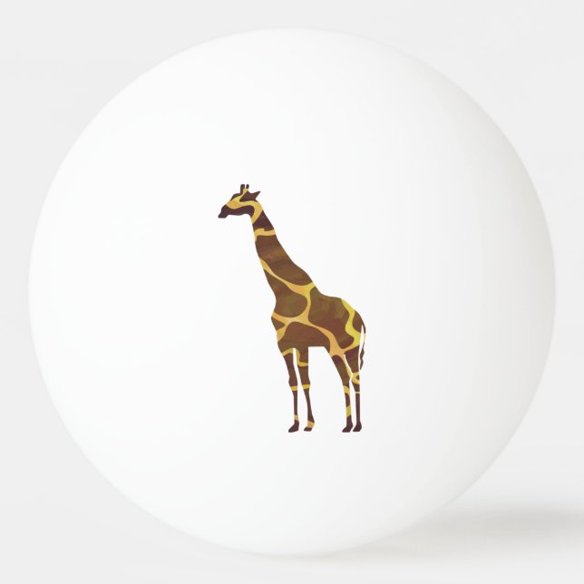Giraffe Brown and Yellow Silhouette Ping Pong Ball (Back)