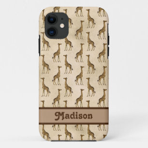 Giraffe Brown Personalised Animal iPhone 11 Case