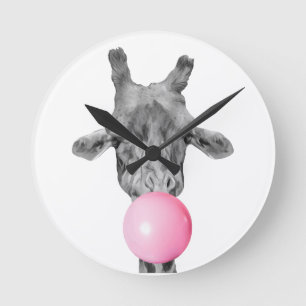 giraffe bubble round clock