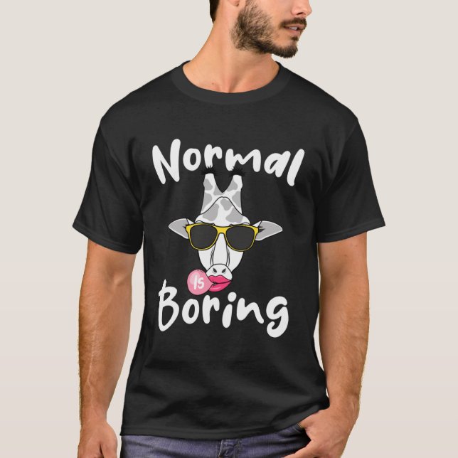 Giraffe Bubblegum Glasses Cute Animal  Normal Is B T-Shirt (Front)