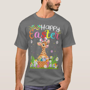 Giraffe Bunny Egg Hunting Funny Giraffe Happy East T-Shirt