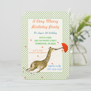 Giraffe Butterfly Birthday Party Invitation