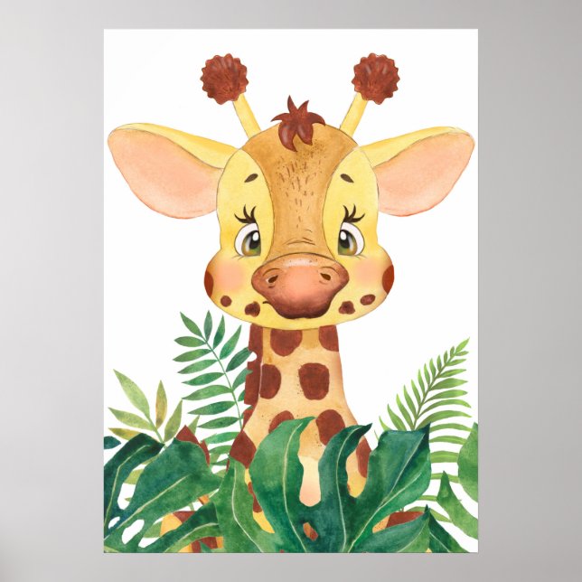 Giraffe Calf, Baby Jungle Animals, Safari Animal Poster (Front)