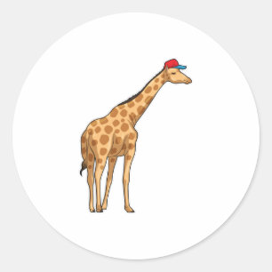 Giraffe Cap Classic Round Sticker