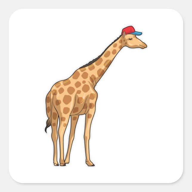 Giraffe Cap Square Sticker (Front)