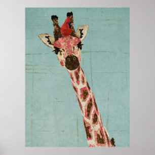 GIRAFFE & CARDINAL POSTER