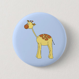 Giraffe Cartoon. 6 Cm Round Badge