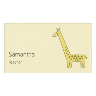 Giraffe Cartoon Name Tag
