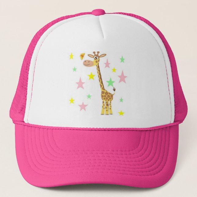 giraffe cartoon trucker hat (Front)