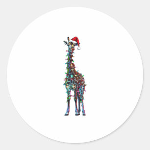 Giraffe Christmas _1 Classic Round Sticker