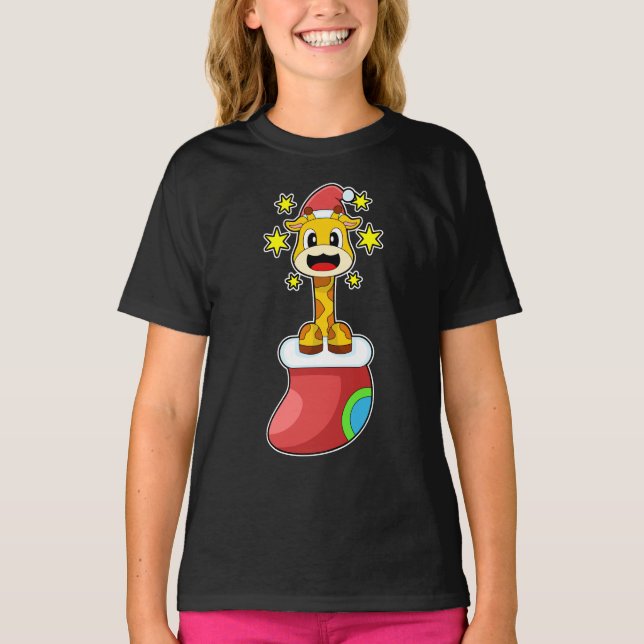 Giraffe Christmas Christmas socks T-Shirt (Front)