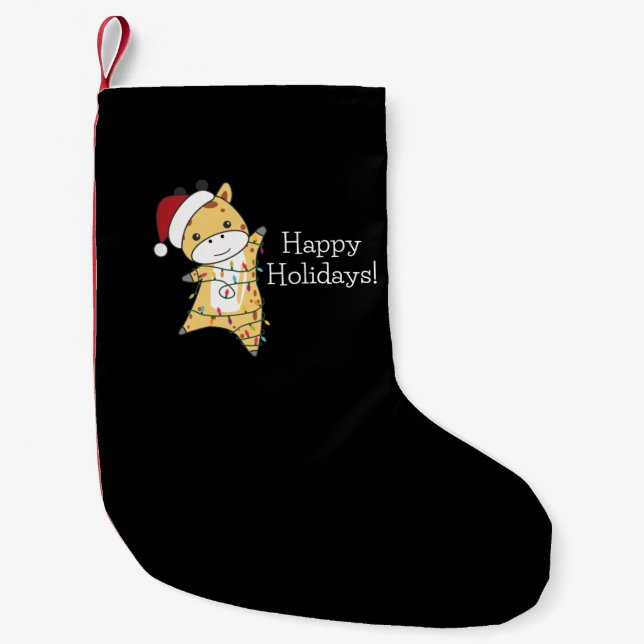 Giraffe Christmas Giraffes Winter Animals Adult Cl Small Christmas Stocking (Front)
